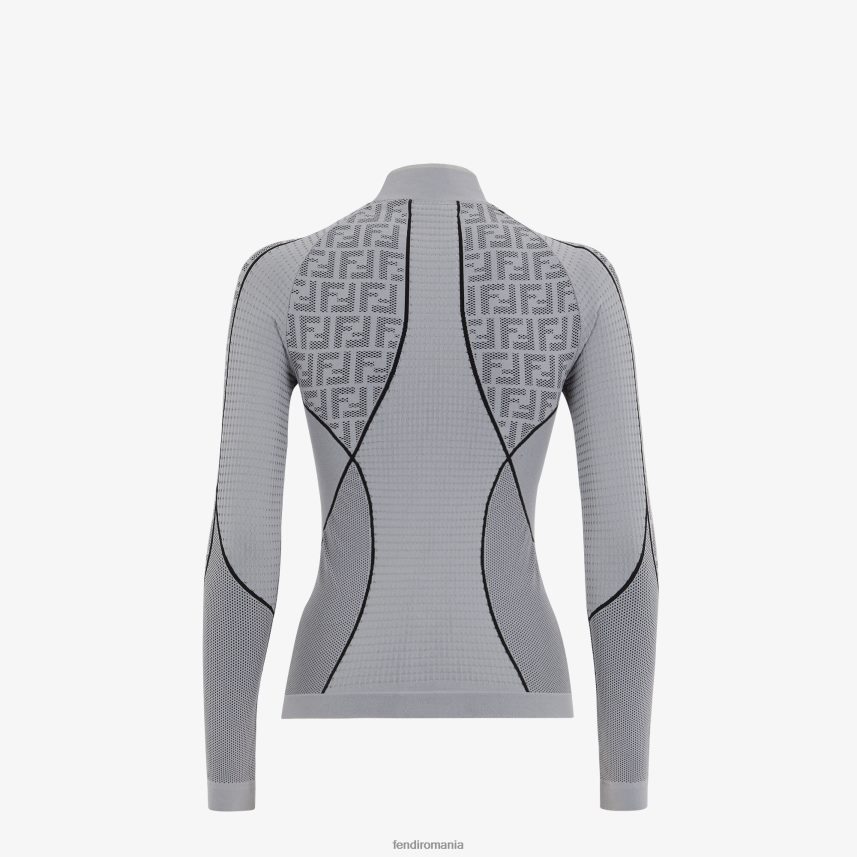 ff pulover din material tehnologic gri Fendi femei îmbrăcăminte 86084L1167