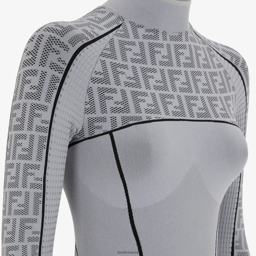 ff pulover din material tehnologic gri Fendi femei îmbrăcăminte 86084L1167