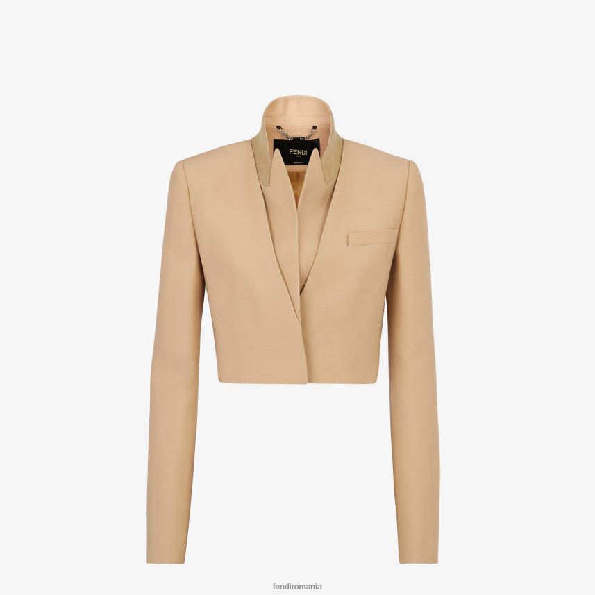 bolero de lână și mătase bej Fendi femei îmbrăcăminte 86084L1085