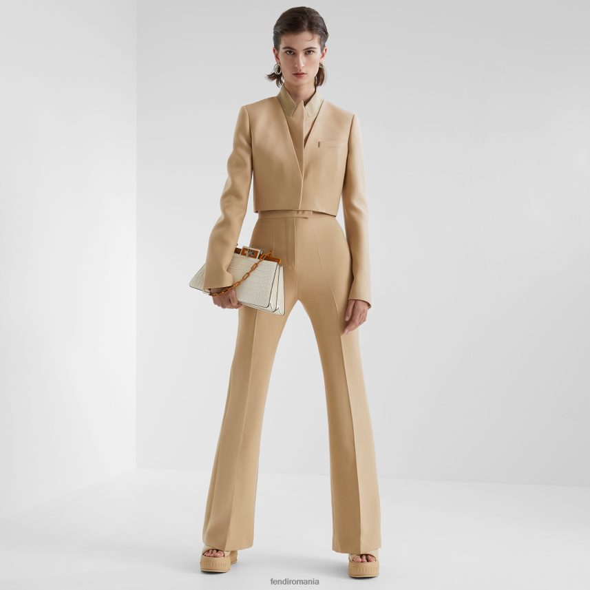 bolero de lână și mătase bej Fendi femei îmbrăcăminte 86084L1085