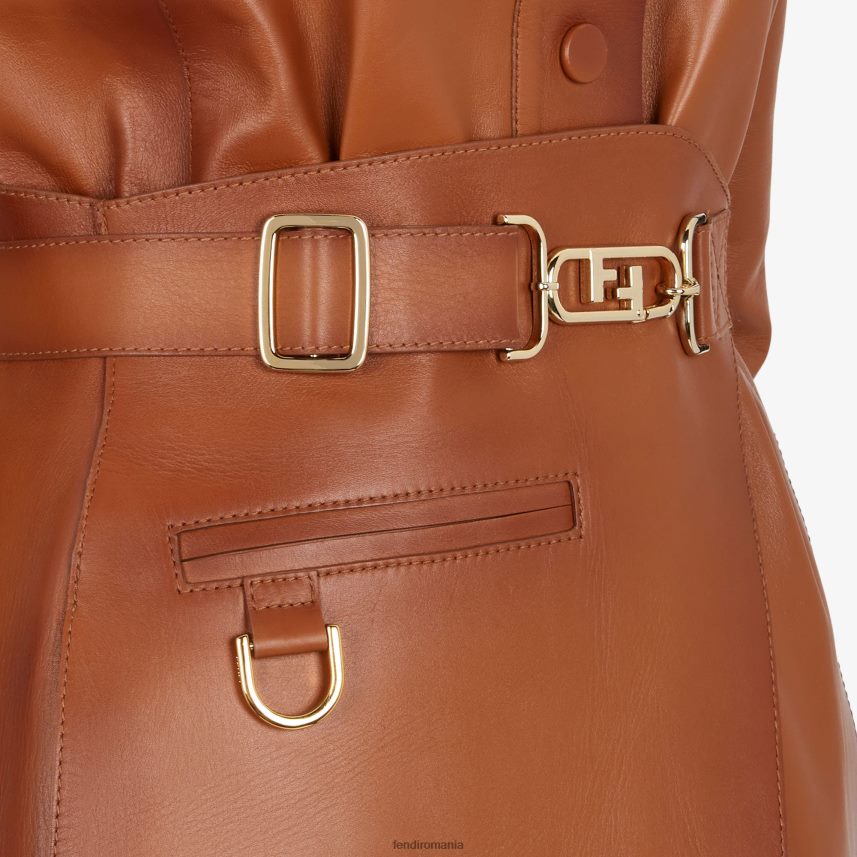 geacă de piele cafeniu cu efect umbrit maro Fendi femei îmbrăcăminte 86084L1203