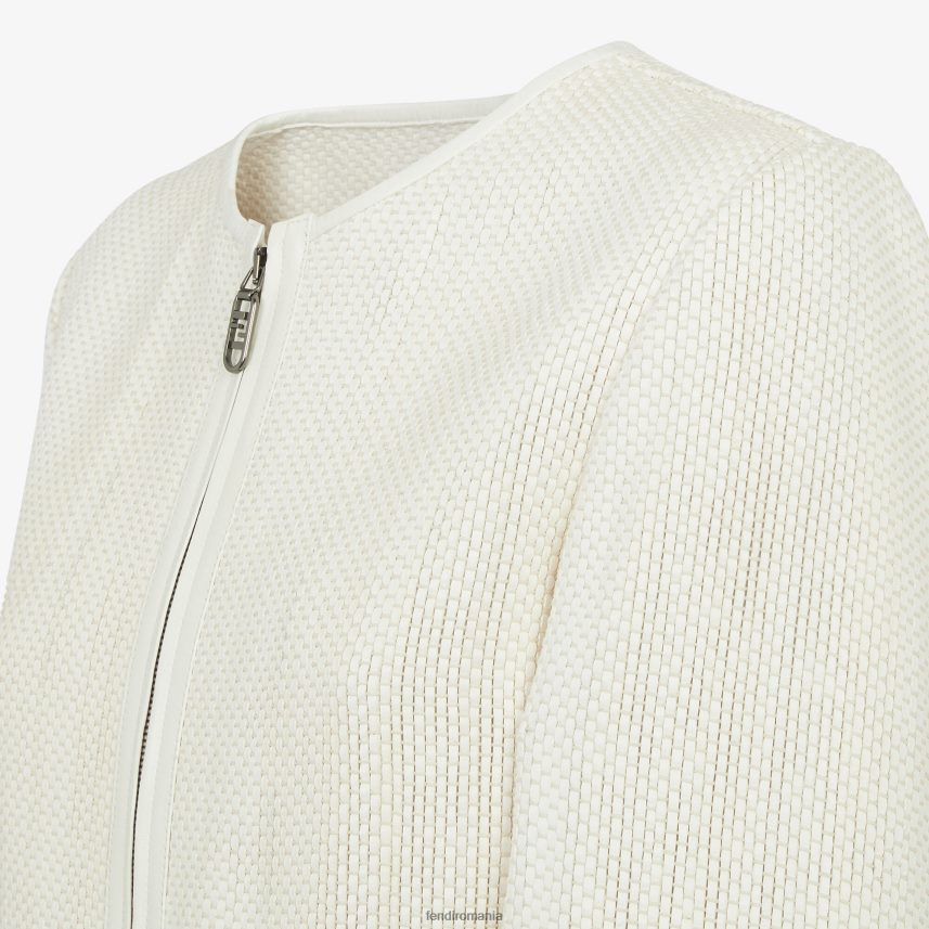 geacă de piele împletită alb Fendi femei îmbrăcăminte 86084L1138