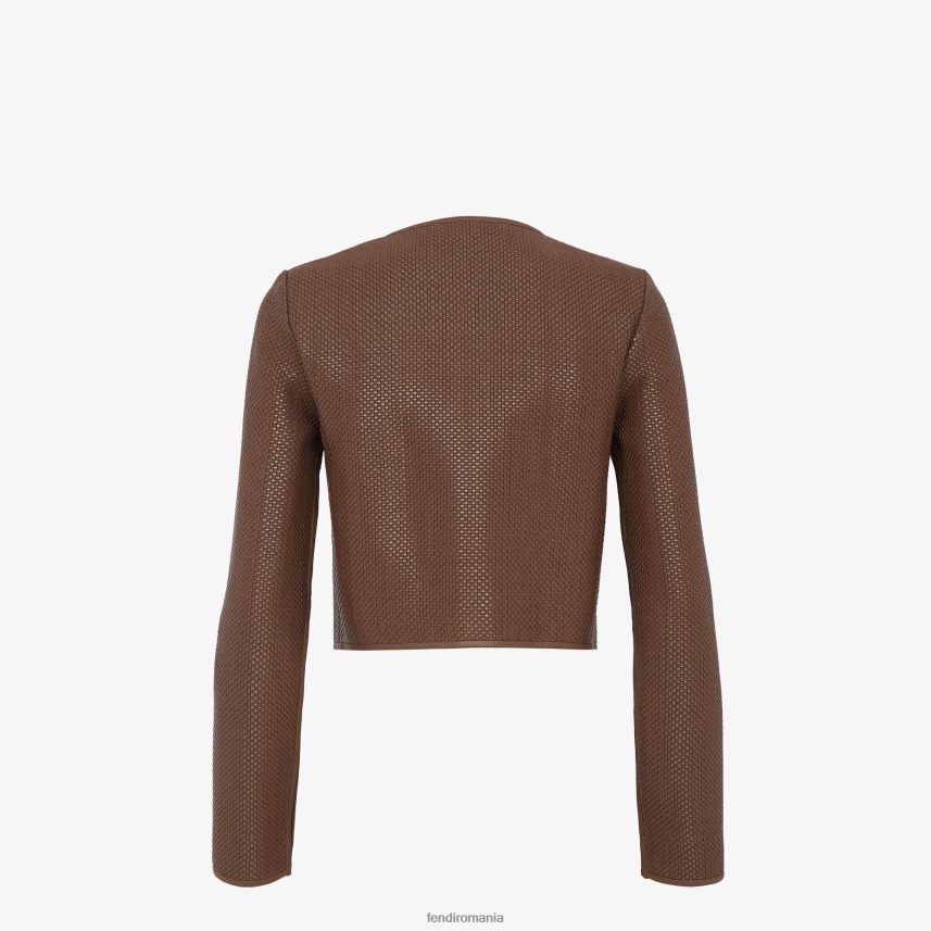 geacă de piele împletită maro Fendi femei îmbrăcăminte 86084L1140