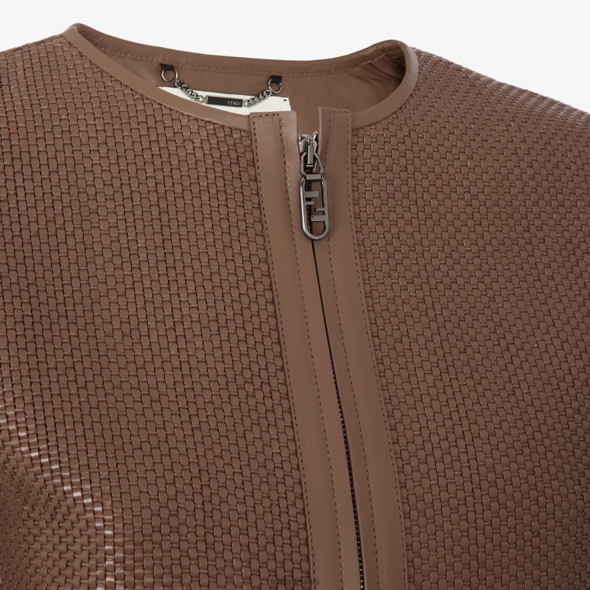 geacă de piele împletită maro Fendi femei îmbrăcăminte 86084L1140