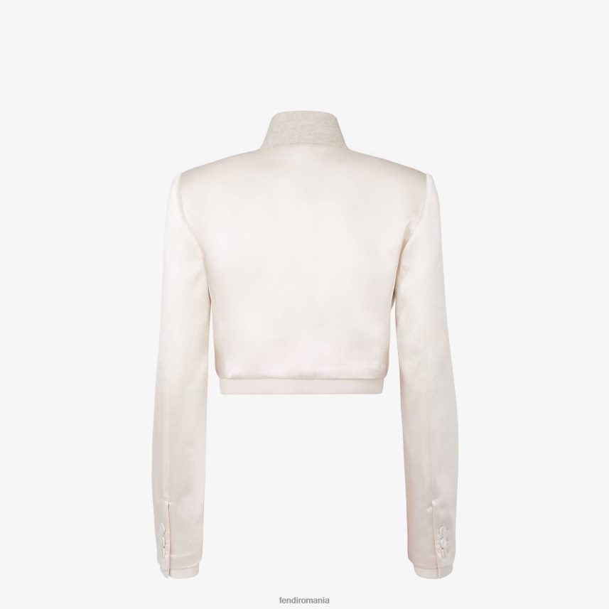 geacă din gabardină din satin și lână bej Fendi femei îmbrăcăminte 86084L1121