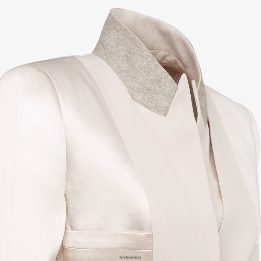 geacă din gabardină din satin și lână bej Fendi femei îmbrăcăminte 86084L1121