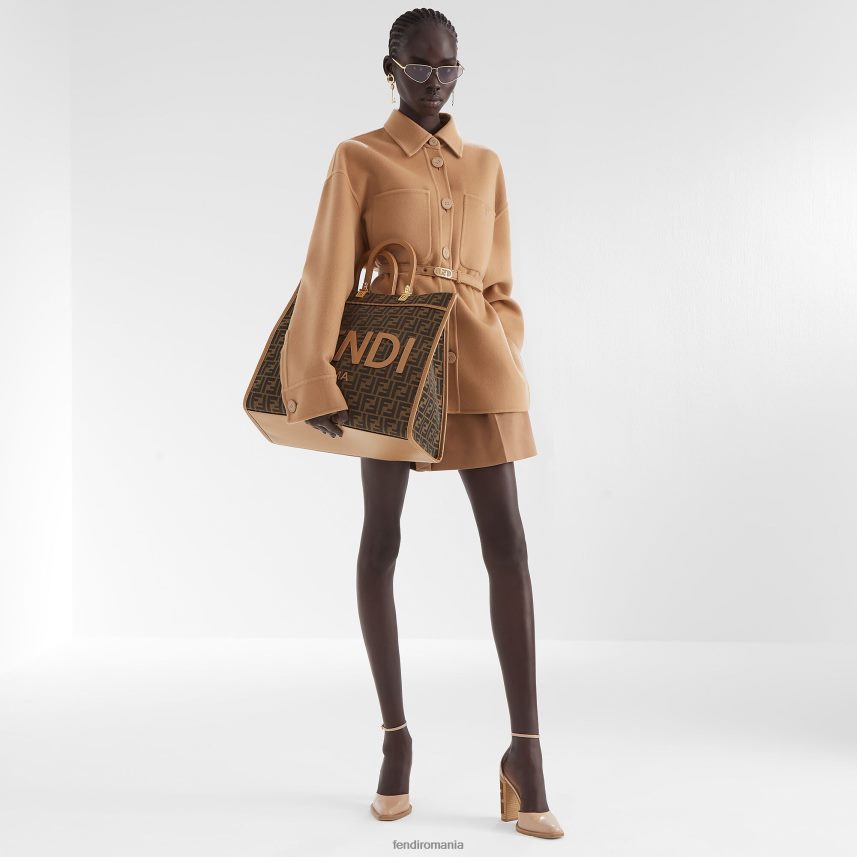 geacă ideală din cașmir-camel bej Fendi femei îmbrăcăminte 86084L1205