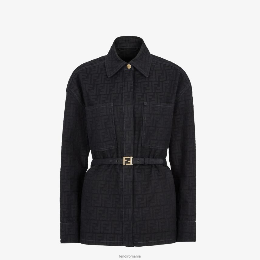 geacă ideală din denim jacquard albastru Fendi femei îmbrăcăminte 86084L931