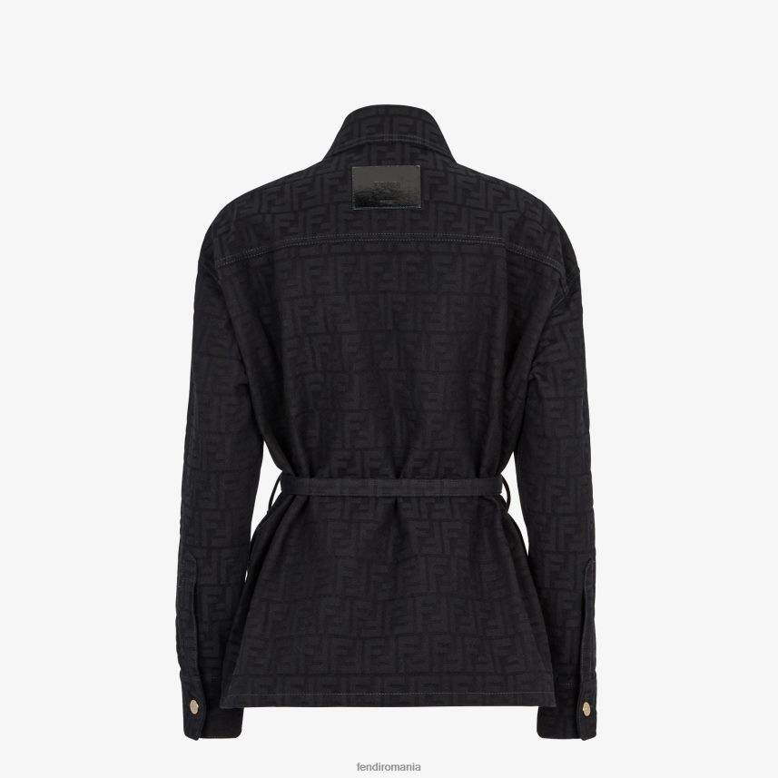 geacă ideală din denim jacquard albastru Fendi femei îmbrăcăminte 86084L931