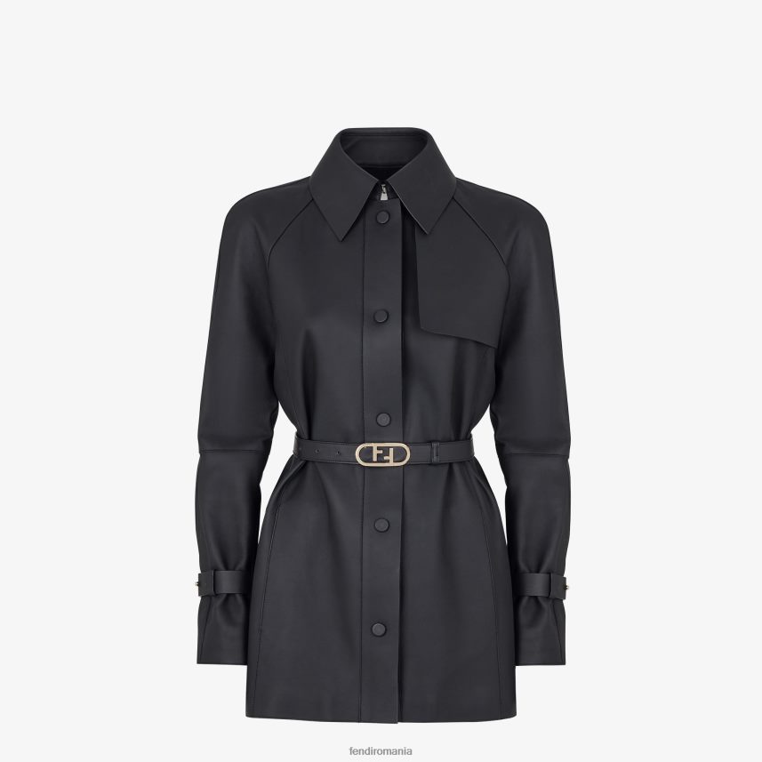 geaca de piele cerata negru Fendi femei îmbrăcăminte 86084L1208