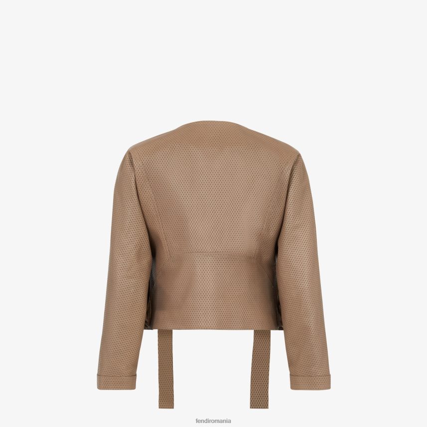 geaca de piele maro Fendi femei îmbrăcăminte 86084L1087