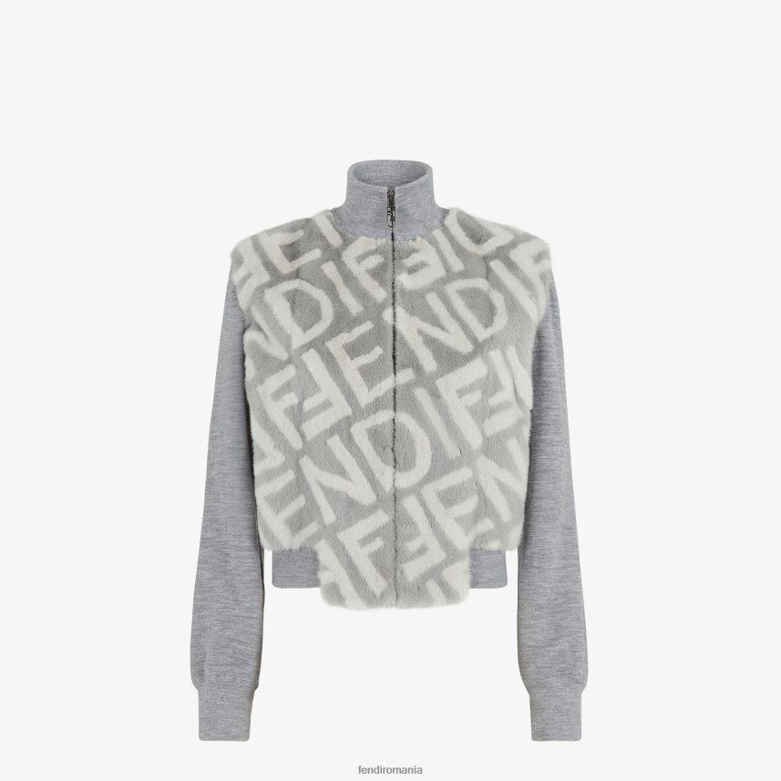 jachetă bomber de nurcă gri Fendi femei îmbrăcăminte 86084L1158