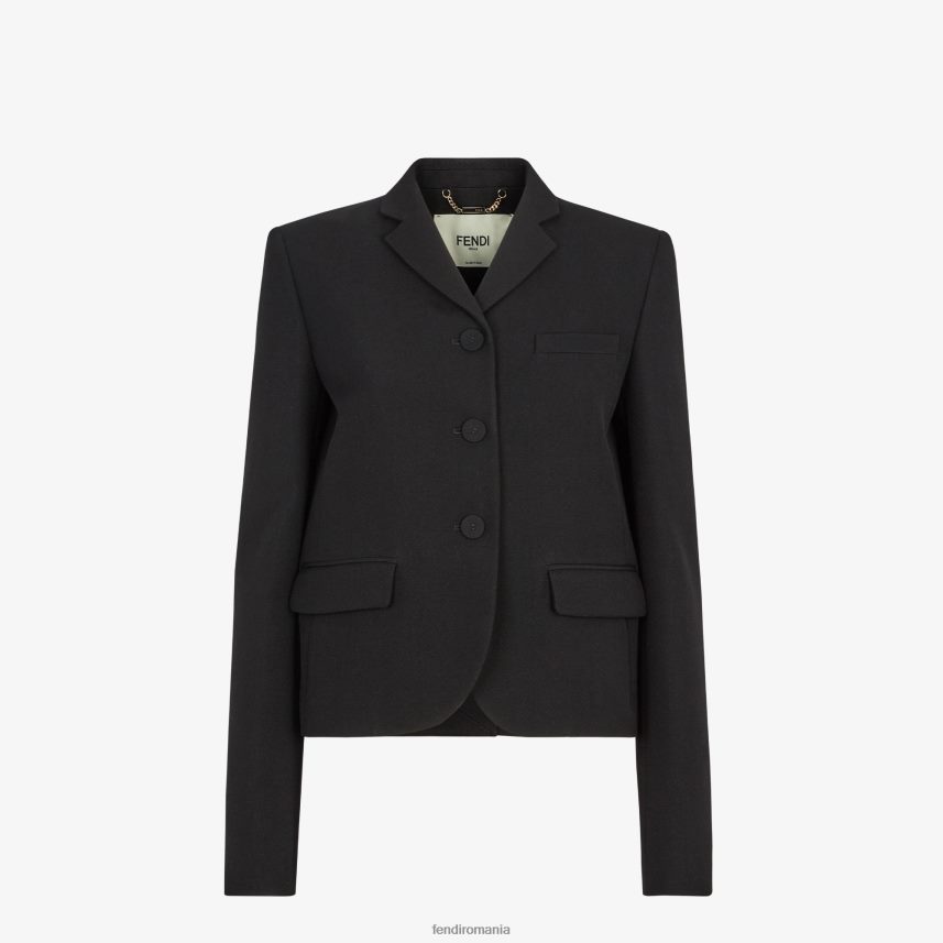 jachetă de lână grain de poudre negru Fendi femei îmbrăcăminte 86084L1003