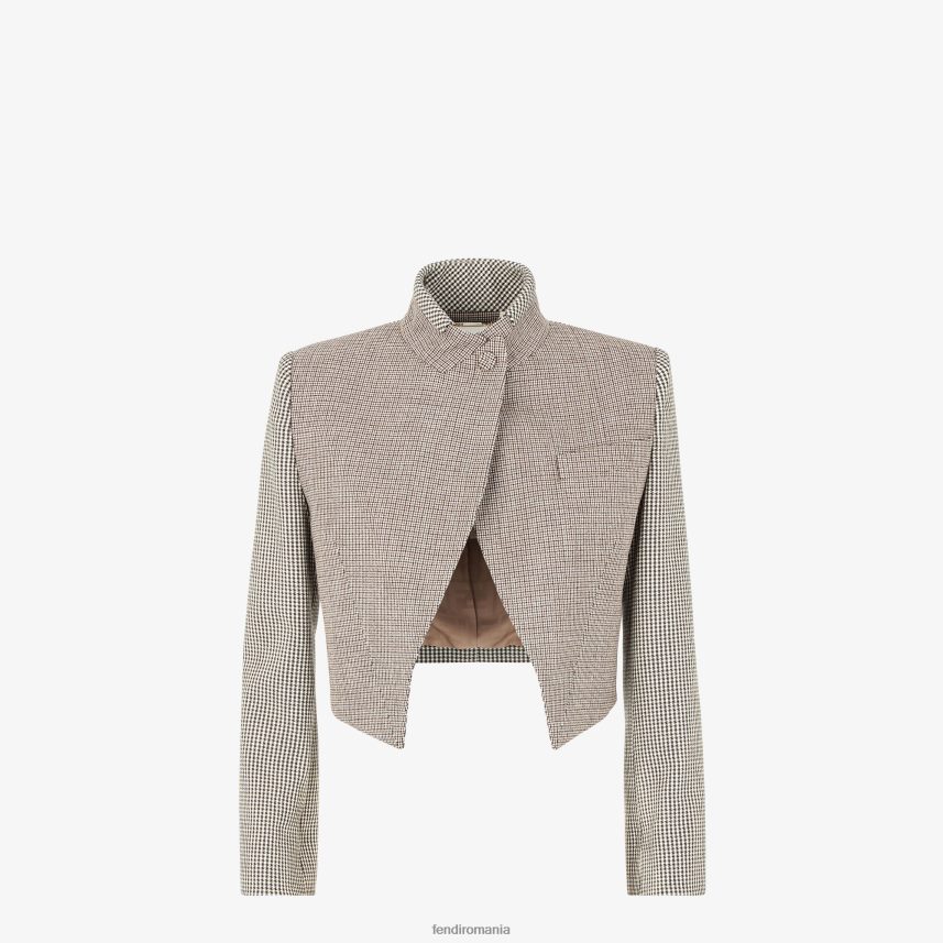 jachetă din lână din picior de găin bej Fendi femei îmbrăcăminte 86084L1220