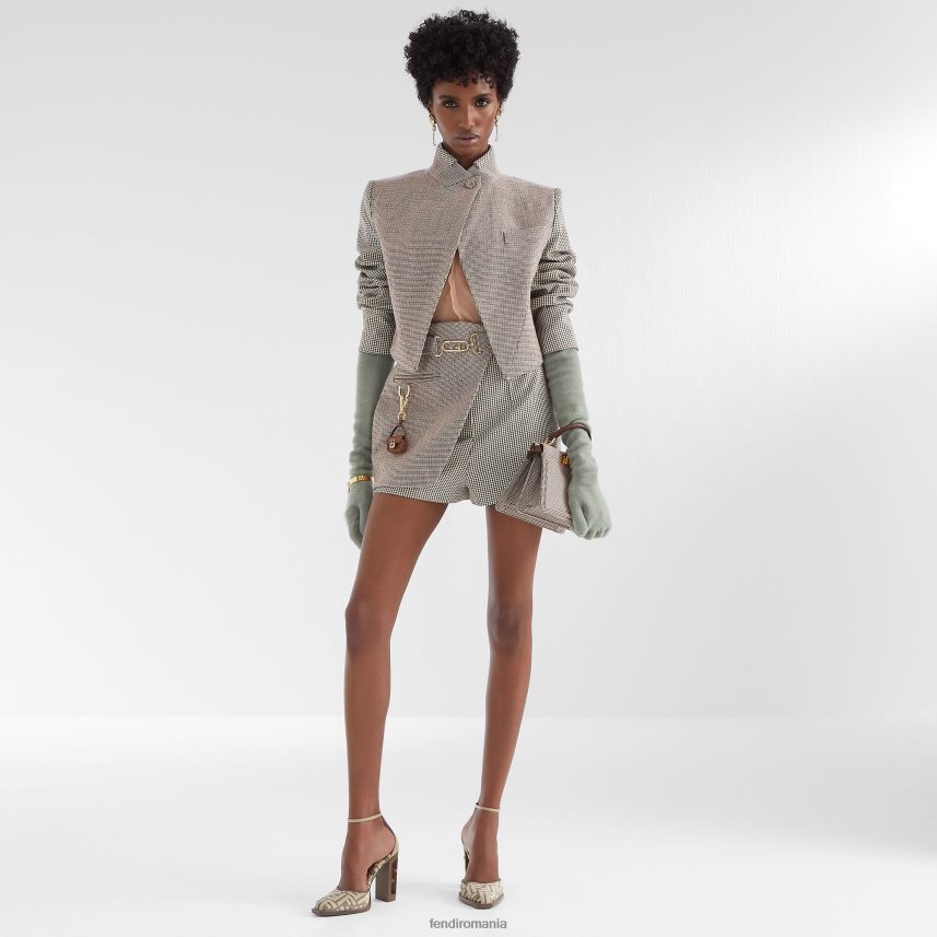 jachetă din lână din picior de găin bej Fendi femei îmbrăcăminte 86084L1220