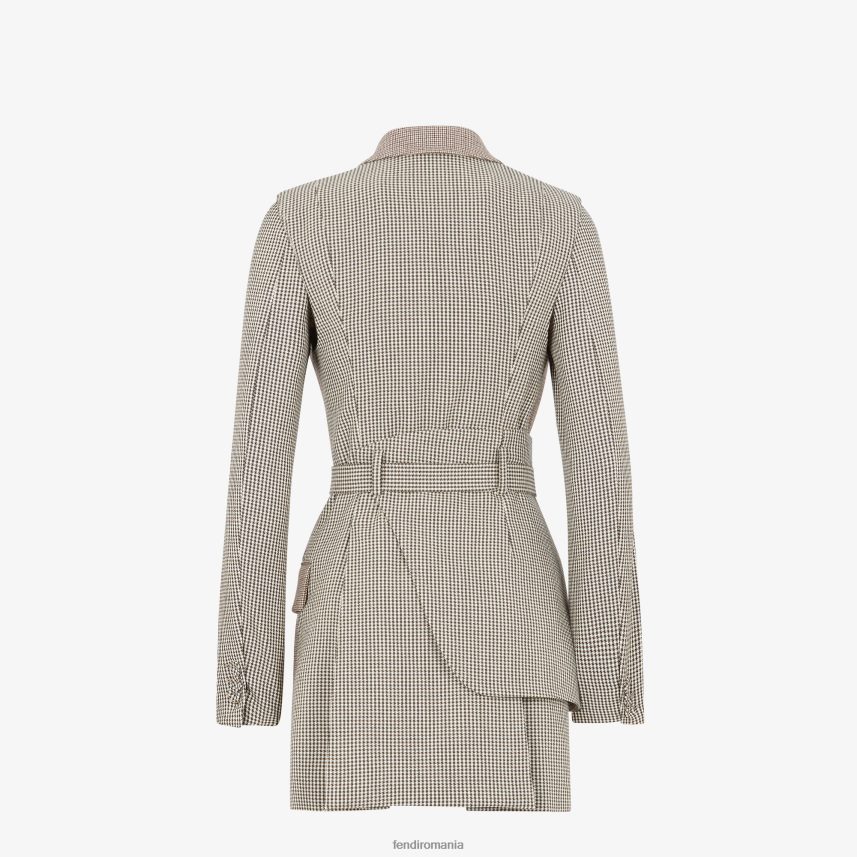 jachetă din lână din picior de găin bej Fendi femei îmbrăcăminte 86084L1224