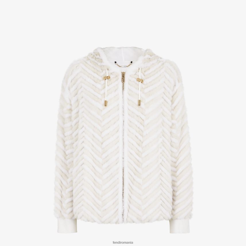 jacheta de nurca alb Fendi femei îmbrăcăminte 86084L986