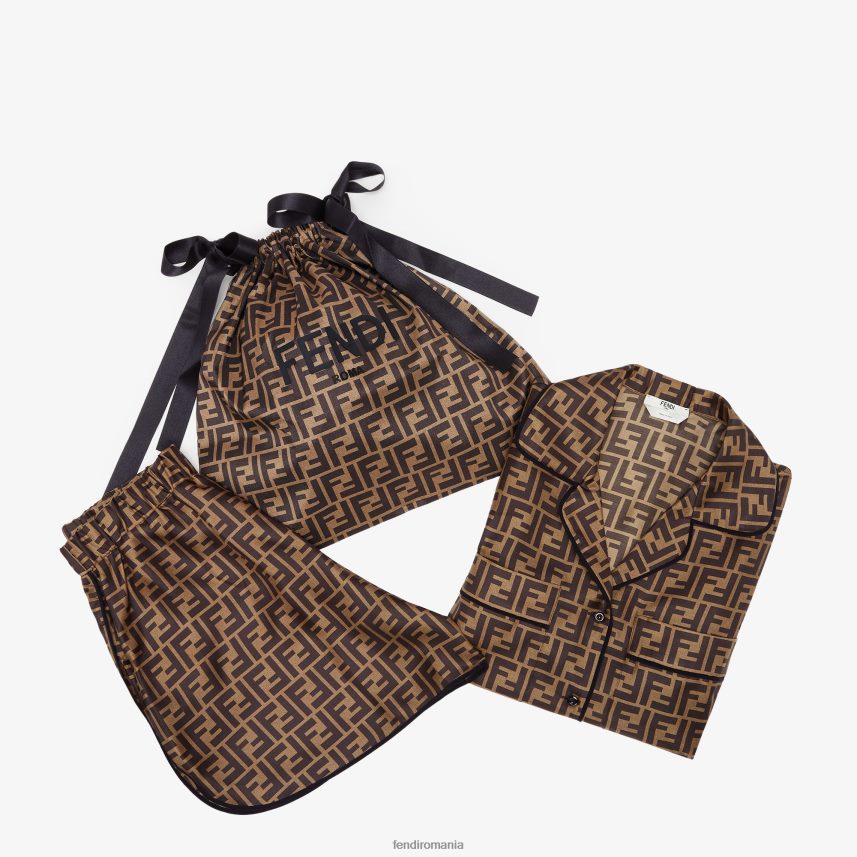 pijamale de mătase maro Fendi femei îmbrăcăminte 86084L1063