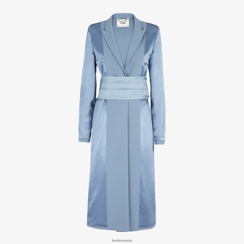 pardesiu din gabardină din satin și lână albastru Fendi femei îmbrăcăminte 86084L1124