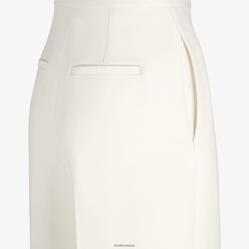 pantaloni de lână și mătase alb Fendi femei îmbrăcăminte 86084L963