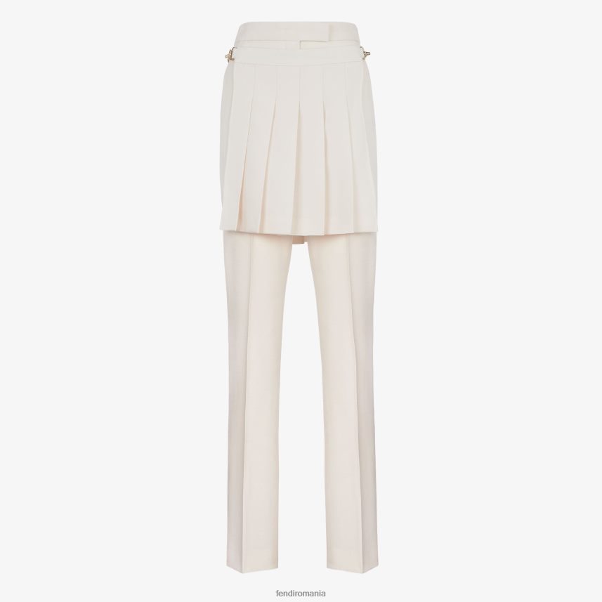 pantaloni de lana grain de poudre alb Fendi femei îmbrăcăminte 86084L948