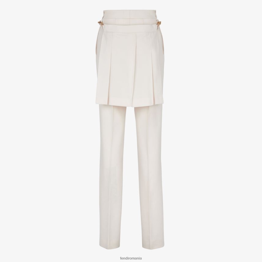 pantaloni de lana grain de poudre alb Fendi femei îmbrăcăminte 86084L948