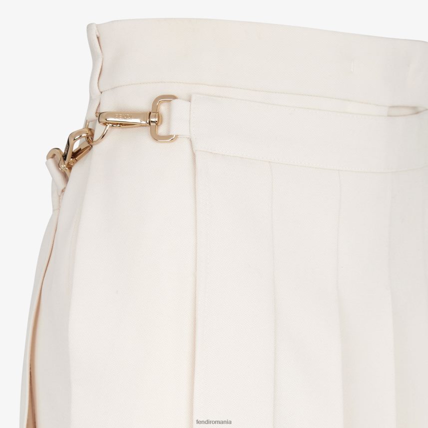 pantaloni de lana grain de poudre alb Fendi femei îmbrăcăminte 86084L948