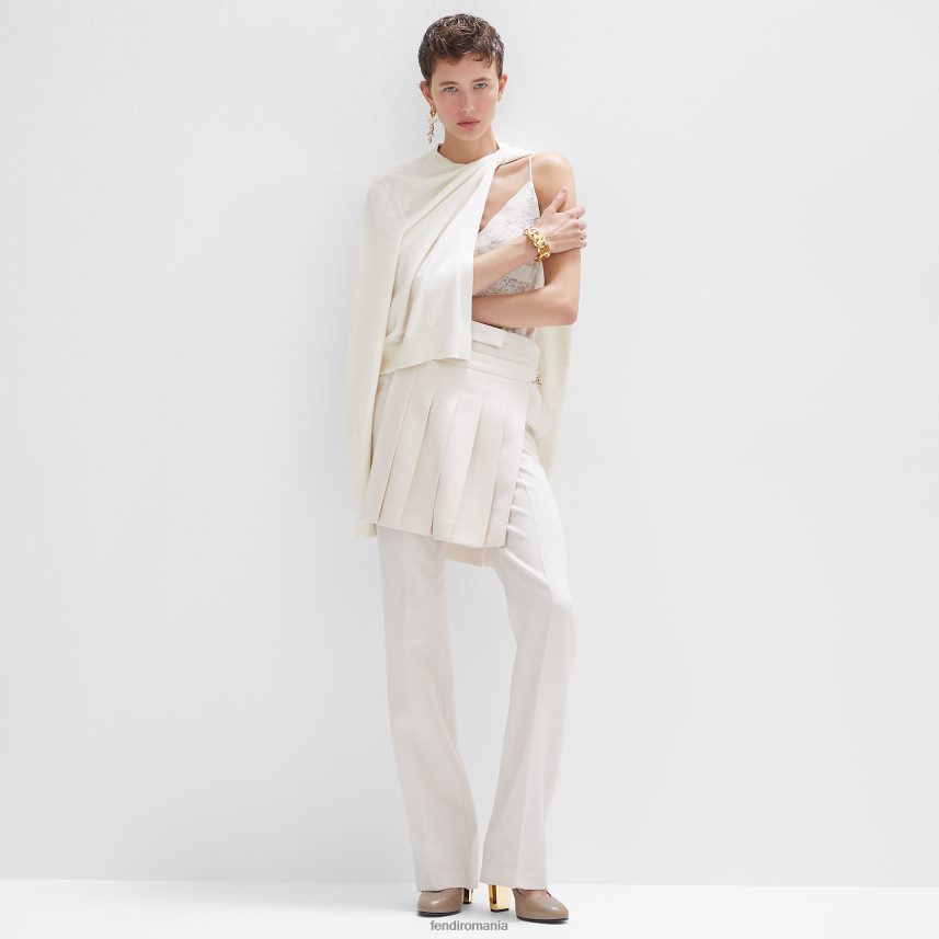 pantaloni de lana grain de poudre alb Fendi femei îmbrăcăminte 86084L948