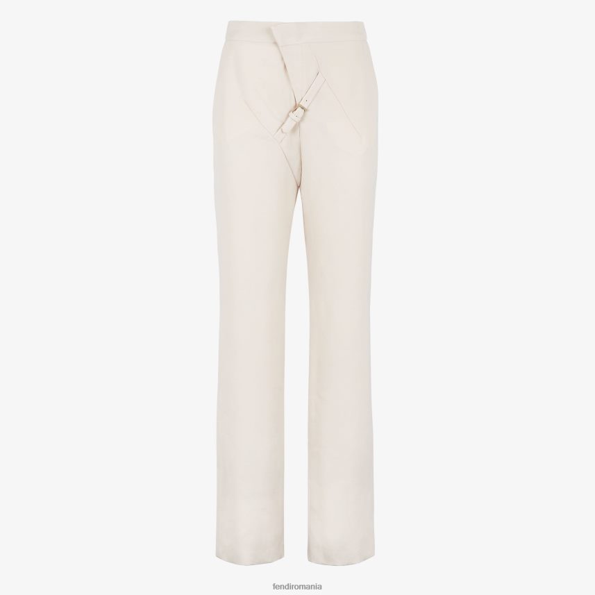 pantaloni de lana grain de poudre alb Fendi femei îmbrăcăminte 86084L988