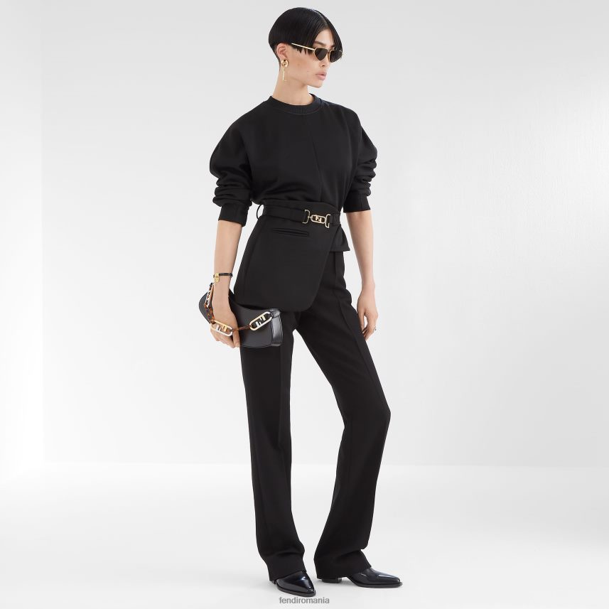 pantaloni de lana grain de poudre negru Fendi femei îmbrăcăminte 86084L1211