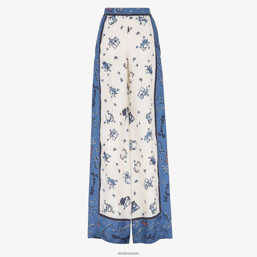 pantaloni de mătase albastru Fendi femei îmbrăcăminte 86084L1251