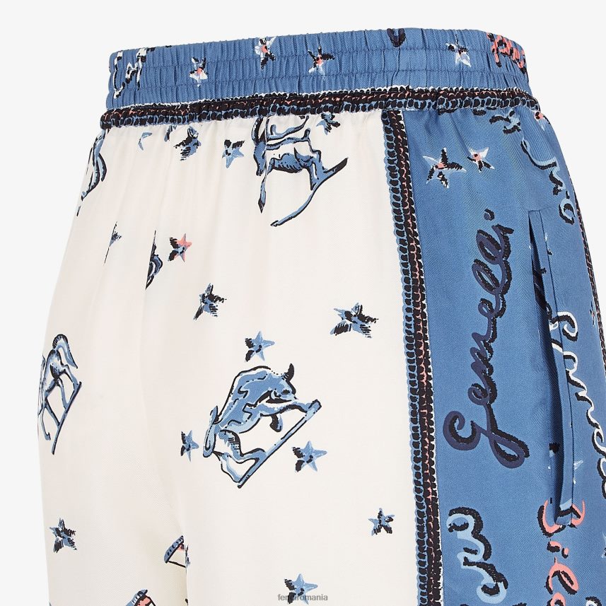 pantaloni de mătase albastru Fendi femei îmbrăcăminte 86084L1251