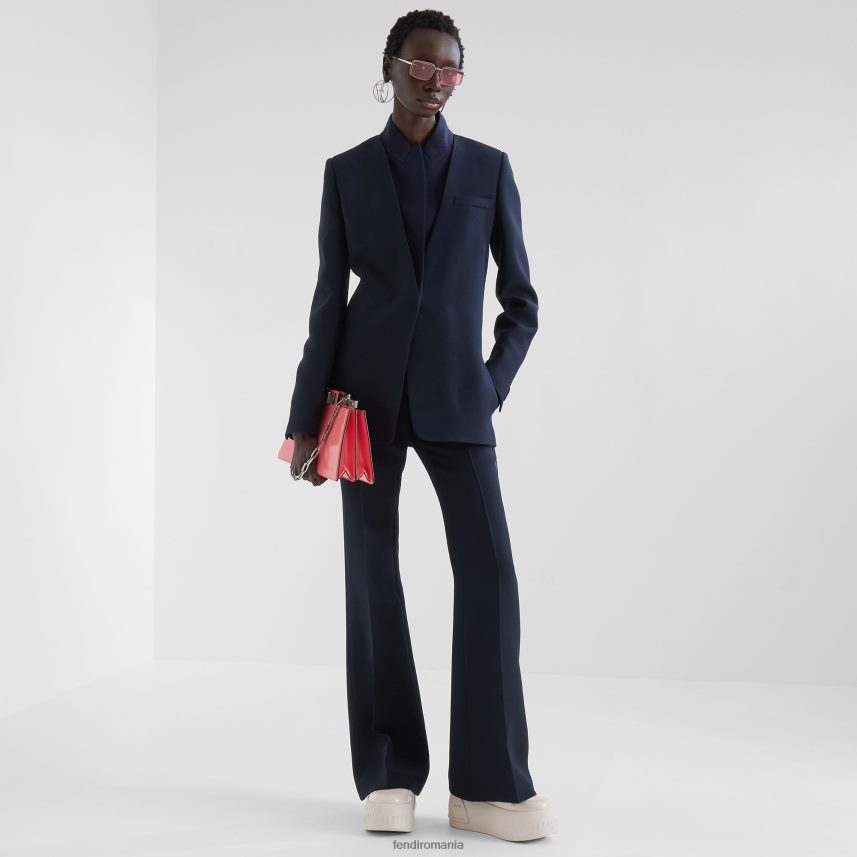 pantaloni de mătase și lână albastru Fendi femei îmbrăcăminte 86084L1154