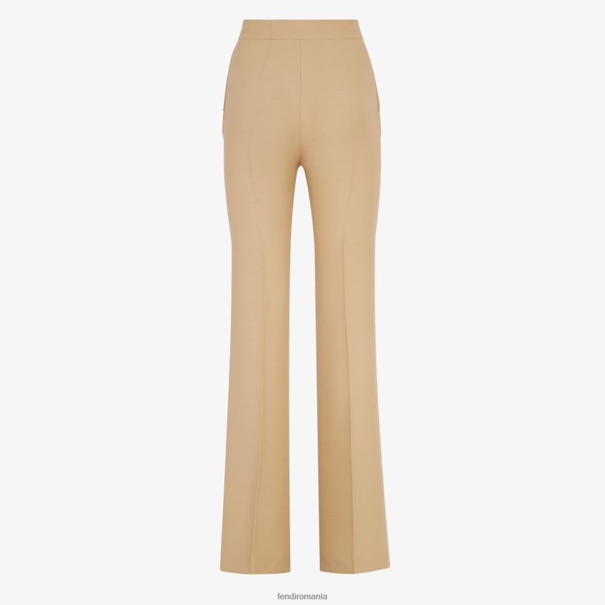 pantaloni de mătase și lână bej Fendi femei îmbrăcăminte 86084L1086