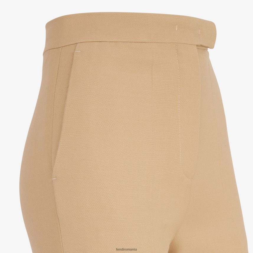 pantaloni de mătase și lână bej Fendi femei îmbrăcăminte 86084L1086