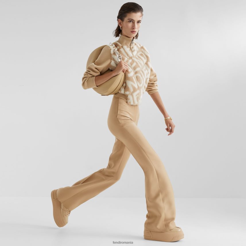pantaloni de mătase și lână bej Fendi femei îmbrăcăminte 86084L1086