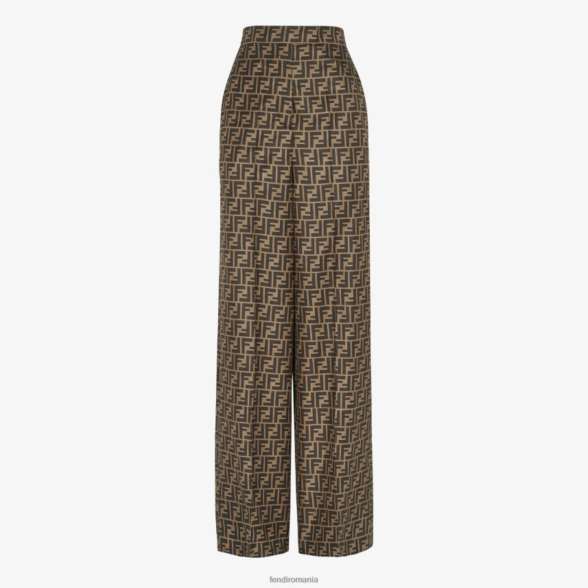 pantaloni de mătase maro Fendi femei îmbrăcăminte 86084L972