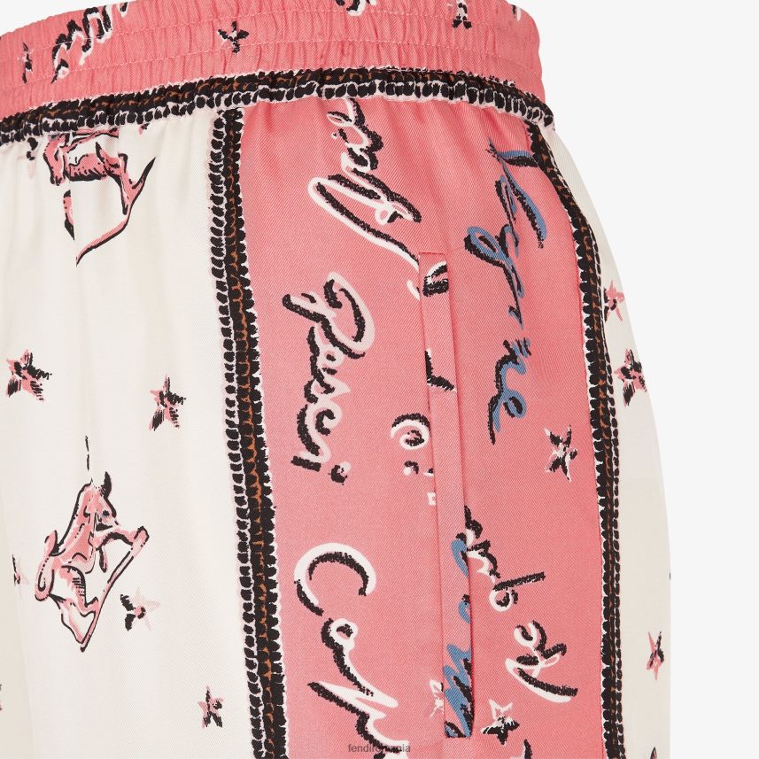 pantaloni de mătase roz Fendi femei îmbrăcăminte 86084L1038