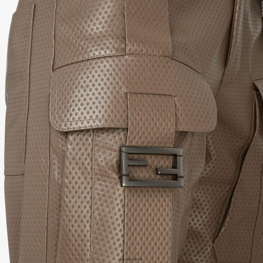 pantaloni de piele maro Fendi femei îmbrăcăminte 86084L1075