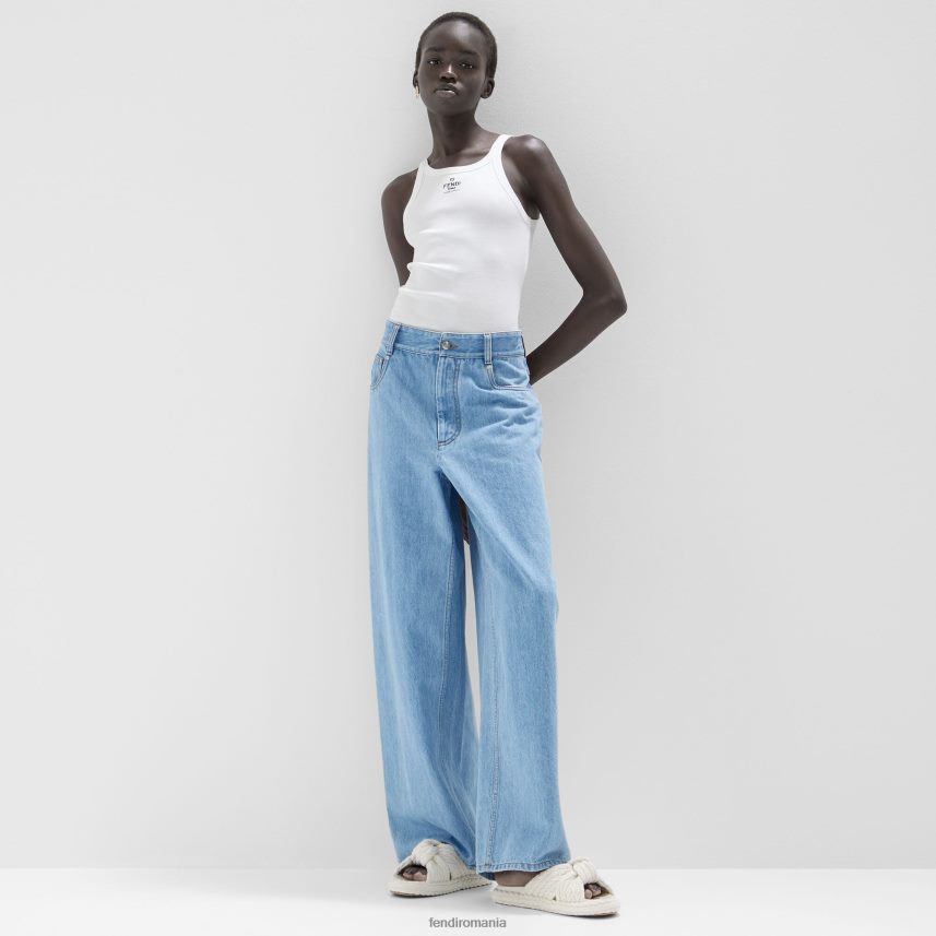 pantaloni din denim albastru Fendi femei îmbrăcăminte 86084L937