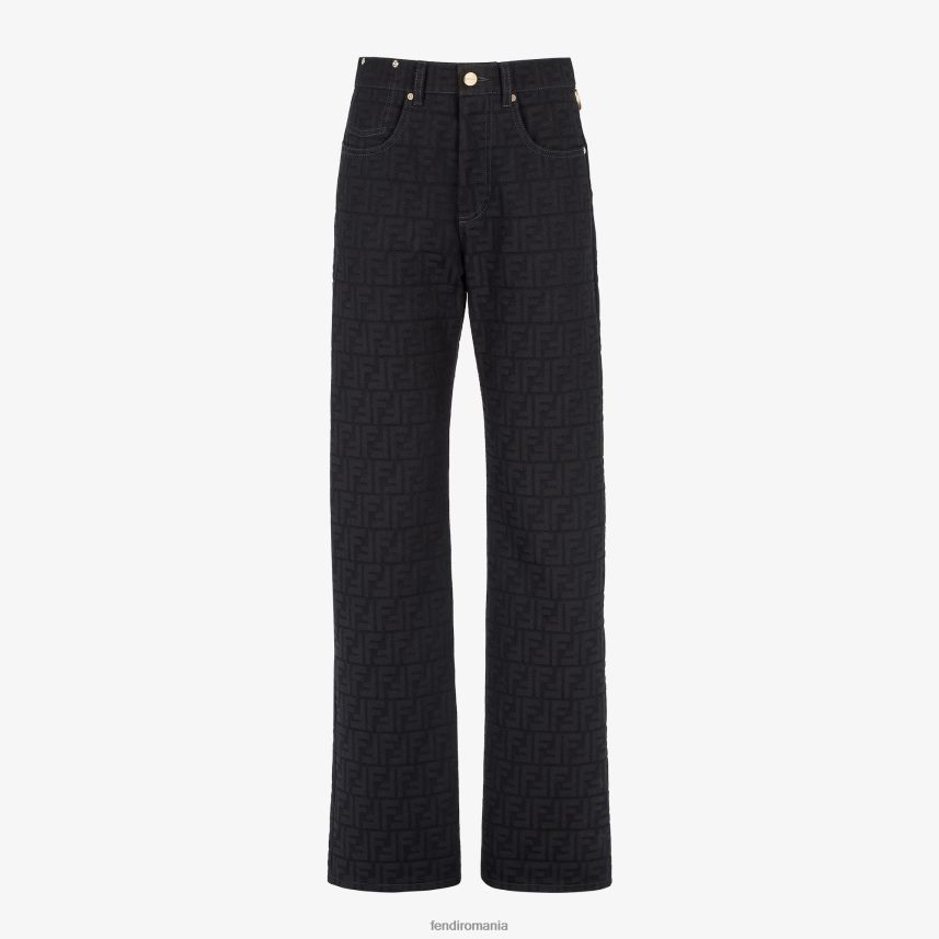 pantaloni din denim jacquard albastru Fendi femei îmbrăcăminte 86084L957