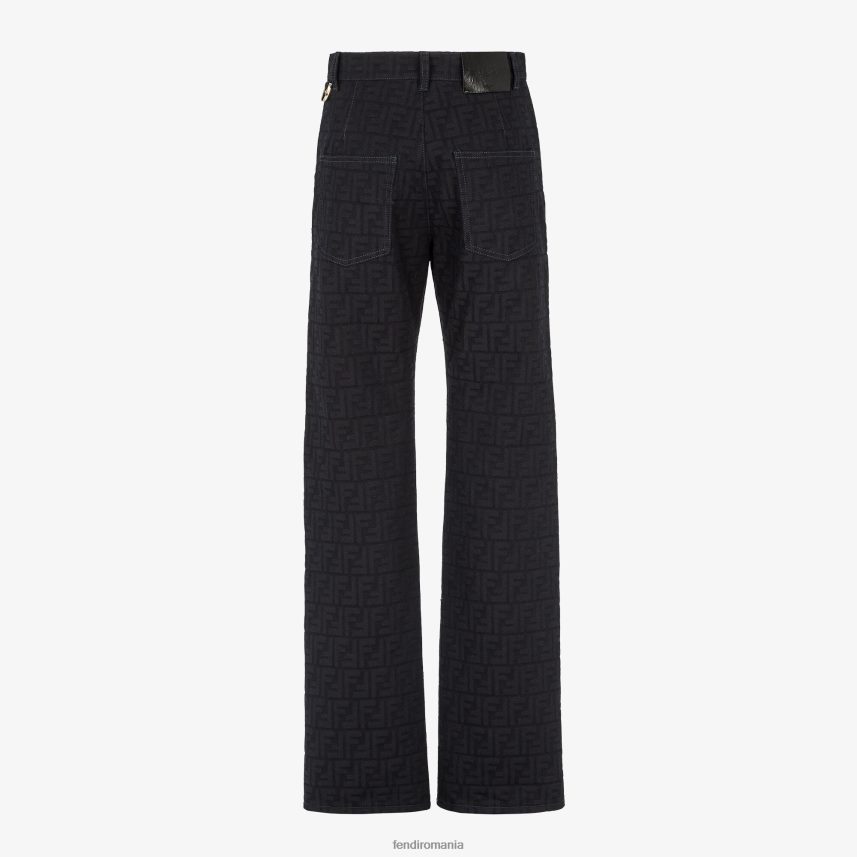 pantaloni din denim jacquard albastru Fendi femei îmbrăcăminte 86084L957