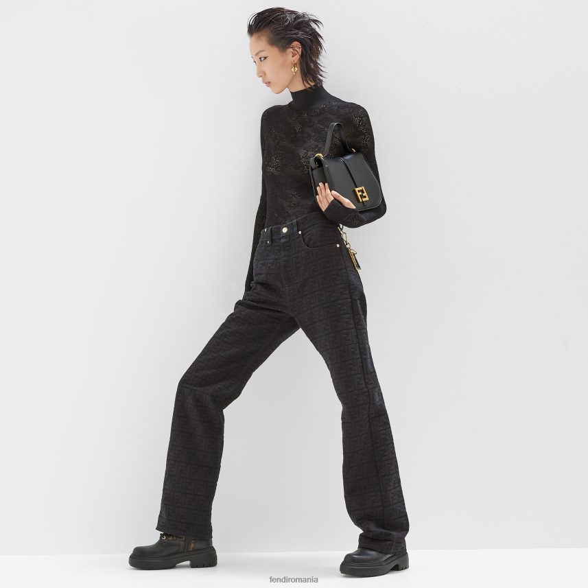 pantaloni din denim jacquard albastru Fendi femei îmbrăcăminte 86084L957