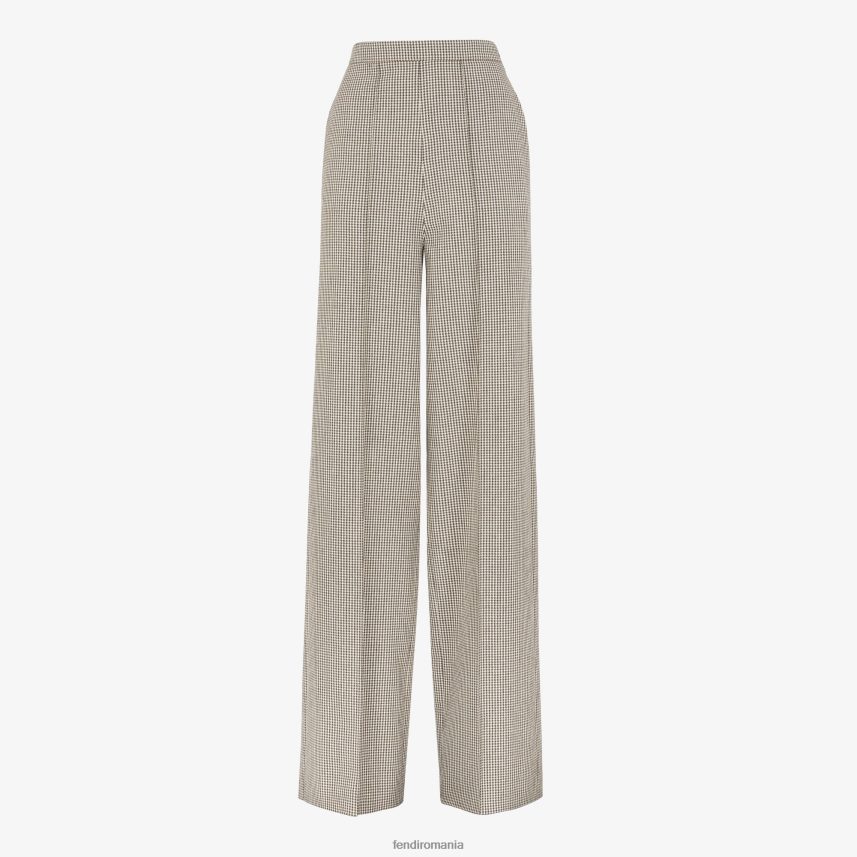 pantaloni din lână cu picioare de găină bej Fendi femei îmbrăcăminte 86084L1221
