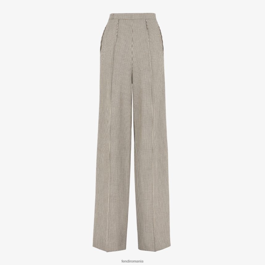 pantaloni din lână cu picioare de găină bej Fendi femei îmbrăcăminte 86084L1221