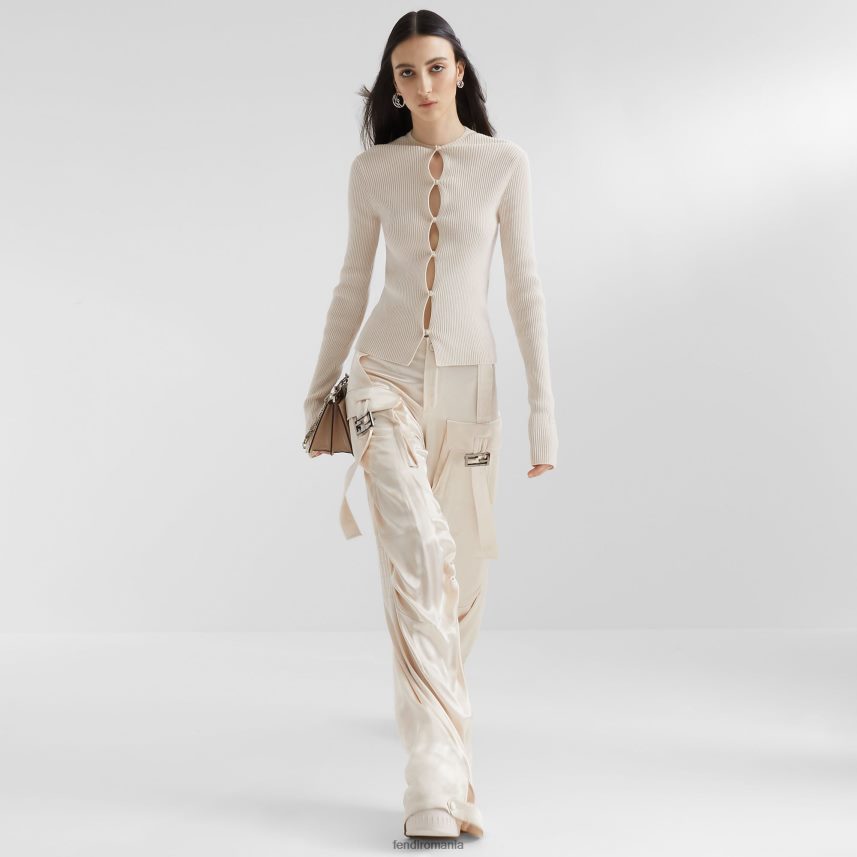 pantaloni din vascoza bej Fendi femei îmbrăcăminte 86084L1067