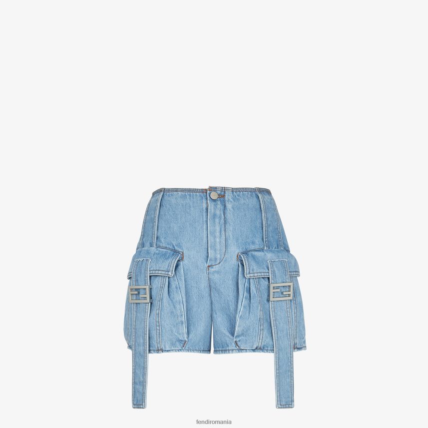 pantaloni scurți din denim albastru Fendi femei îmbrăcăminte 86084L939