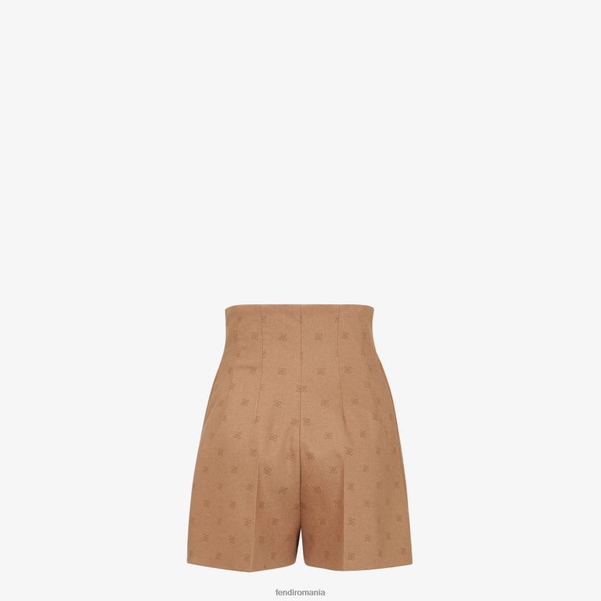 pantaloni scurți din lână de cămilă bej Fendi femei îmbrăcăminte 86084L1130