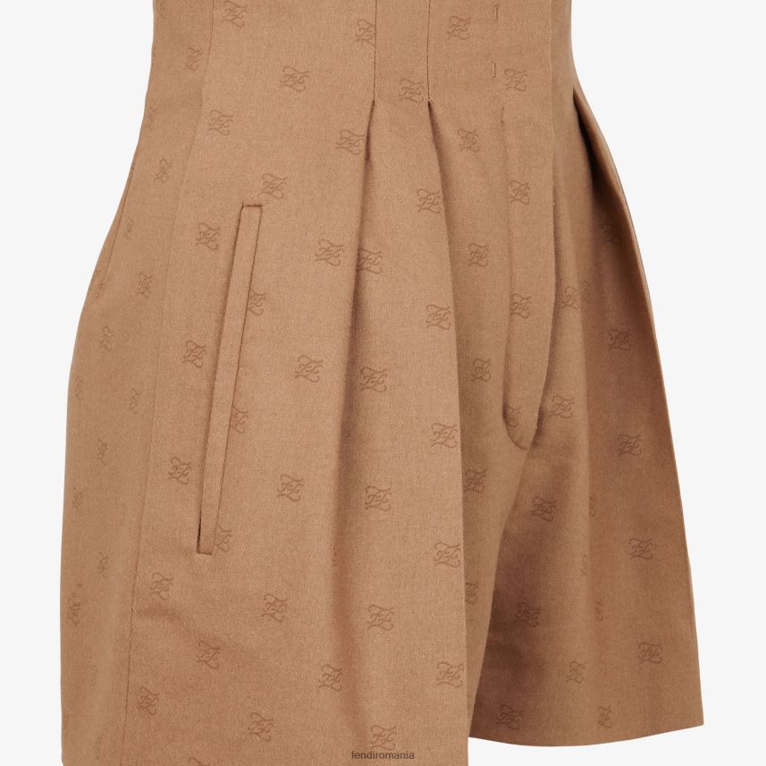 pantaloni scurți din lână de cămilă bej Fendi femei îmbrăcăminte 86084L1130