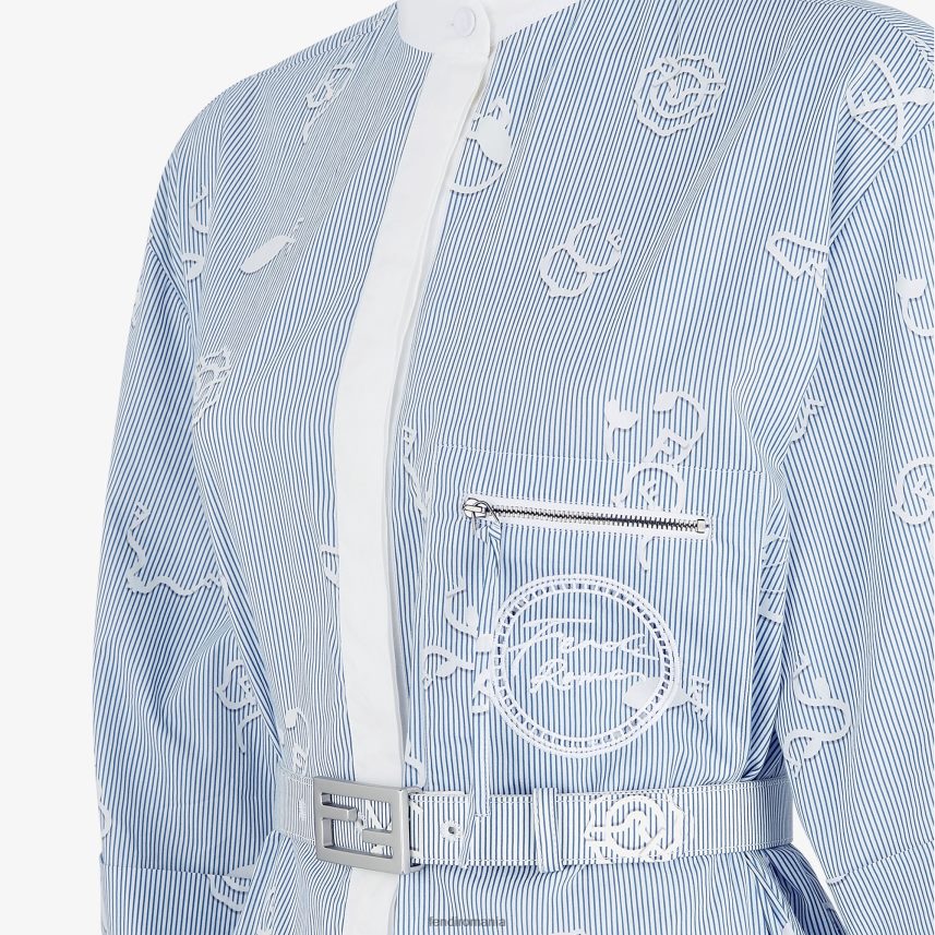 rochie cămașă din bumbac albastru Fendi femei îmbrăcăminte 86084L1044